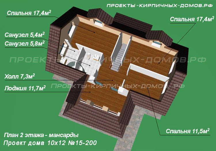 Планировка дома с 4 спальнями 2 этажа